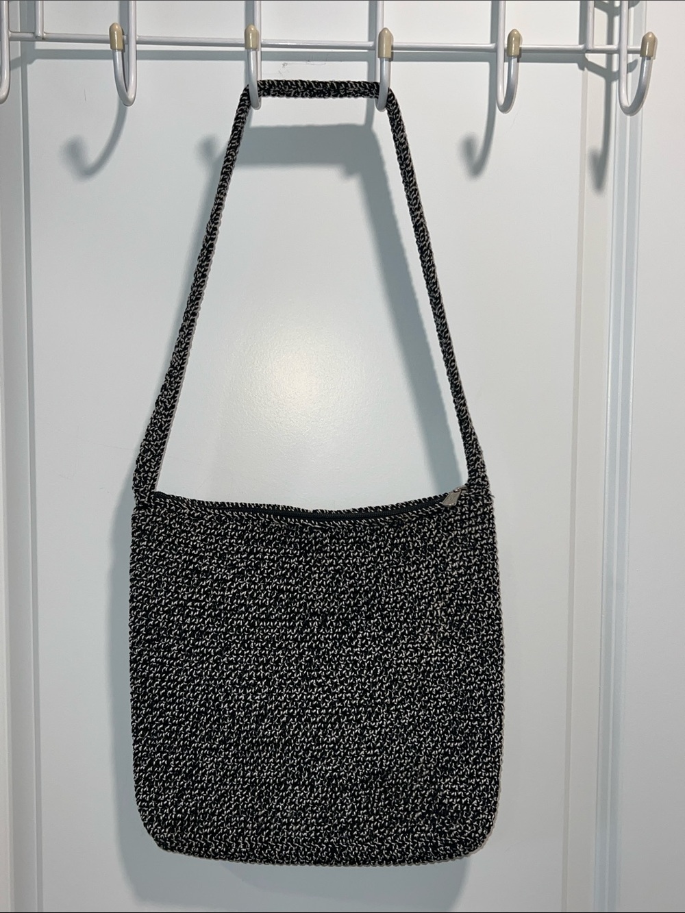 The Sak Black and White Knit Shoulder Bag